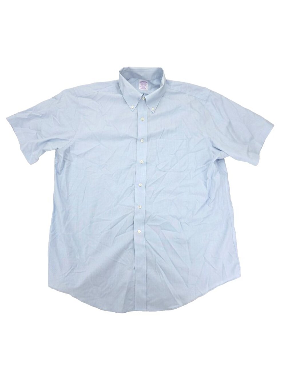 Brooks Brothers Est. 1818 Dress Shirt Mens 17.5 Blue Short Sleeve Classic Solid